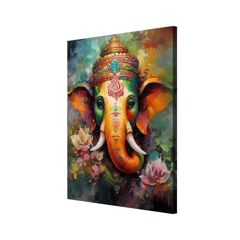 Lord Ganesh Divine Poly Canvas Wall Painting media 4