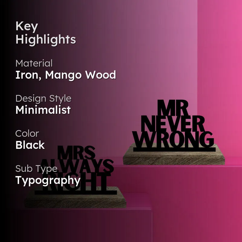 Mr. Never Wrong Typography Showpiece - Set Of Two media 2