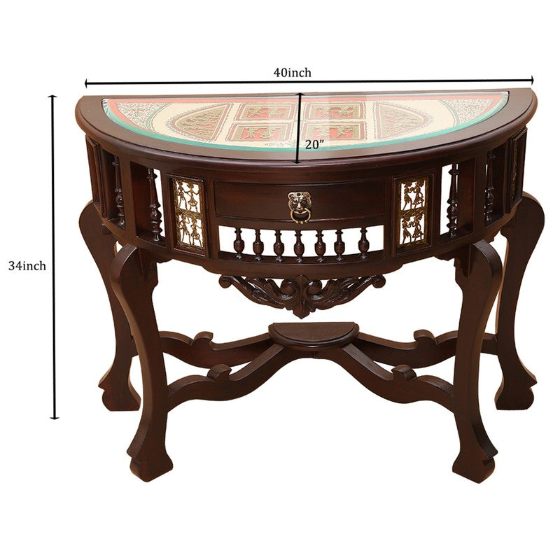 Awadh Teak Wood Console Table - Large media 5