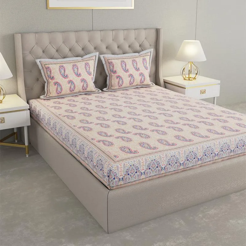 Suyash Printed Cotton Bedsheet (Buff) - 240 TC media 5