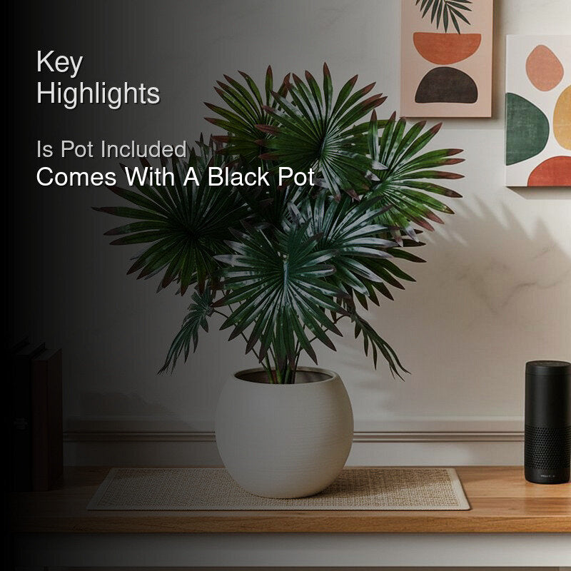 Faux Fan Palm With Black Plastic Pot - 58 cm media 2