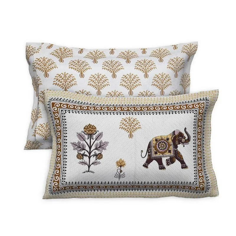 Gajesara Ethnic Cotton Bedsheet (Beige) - 160 TC media 5