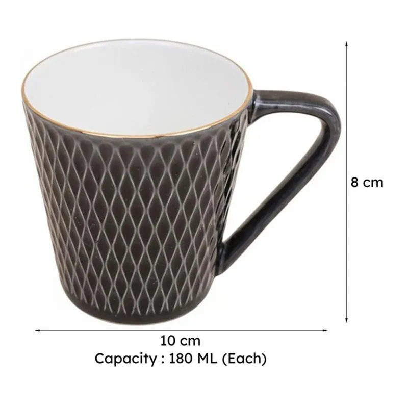 Bruna Porcelain Tea Cup (180 mL Each)/Black)- Set of Six media 8