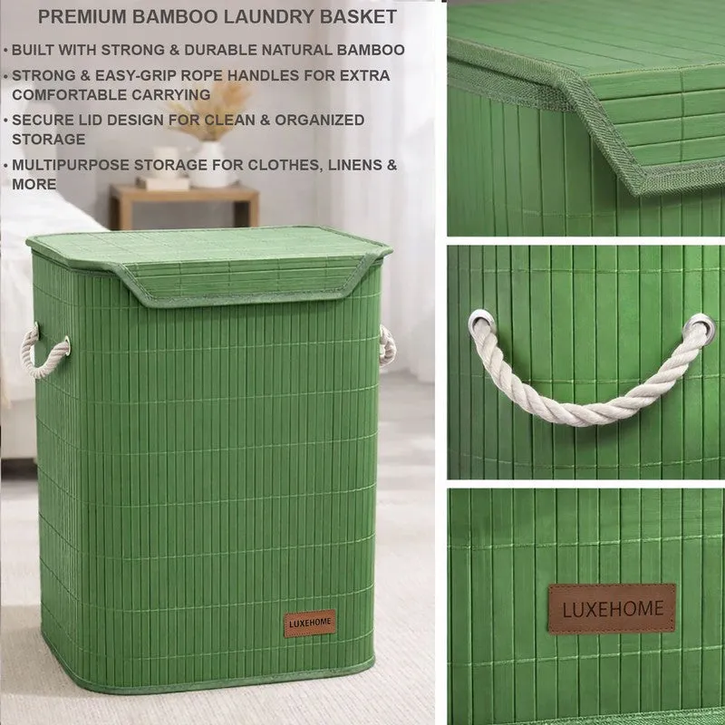 Strap Bamboo Laundry Basket - Green media 8