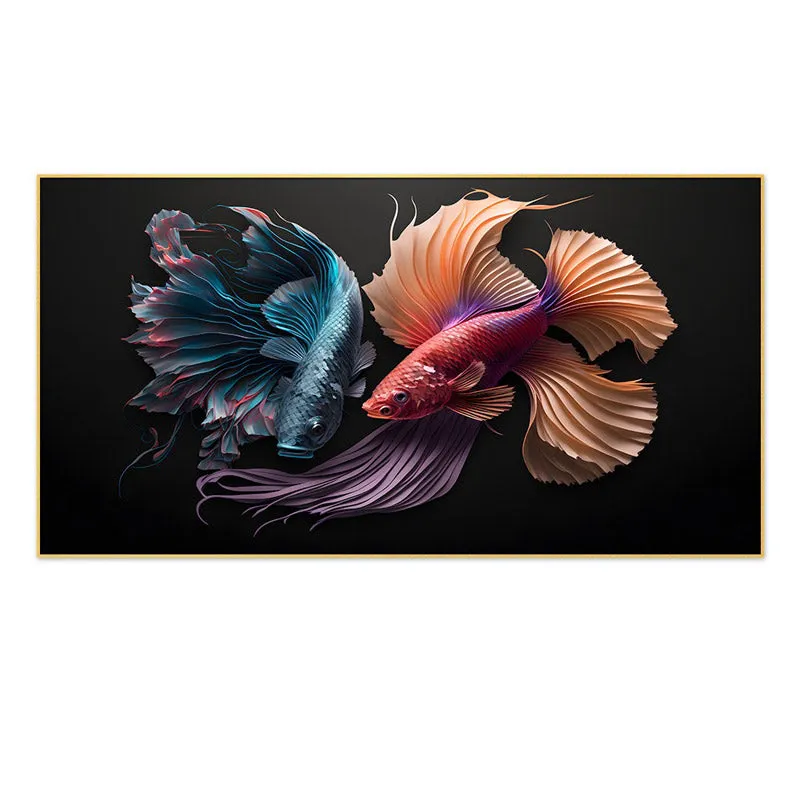 Chroma Fins Wall Painting With Frame media 4