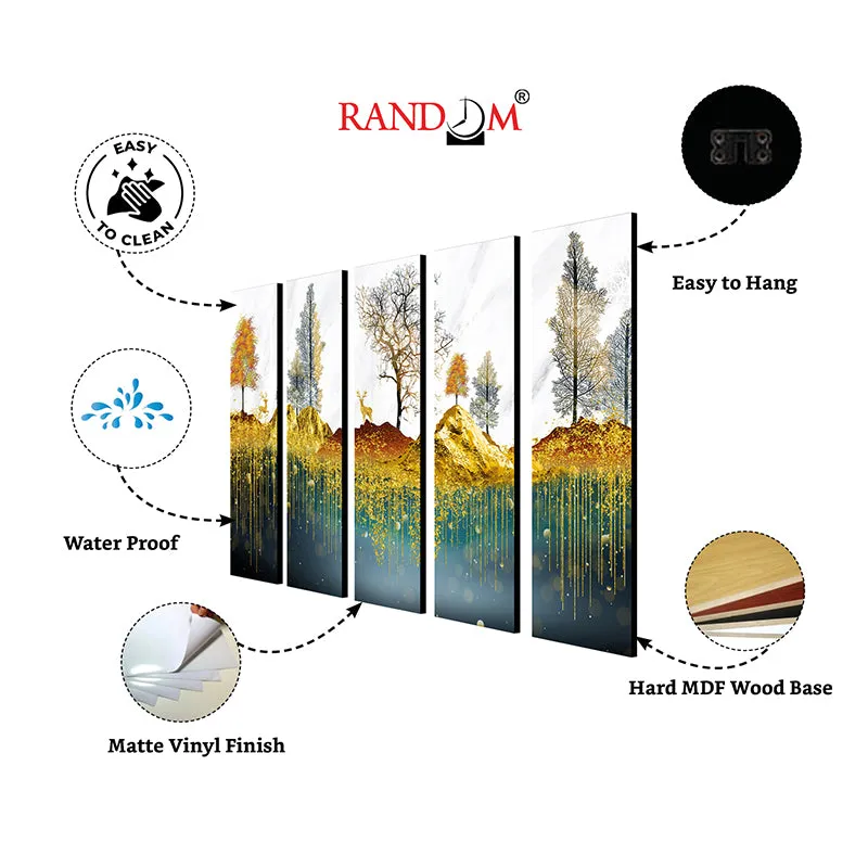 Golden Meadows Canvas Wall Art - Set Of Five media 6
