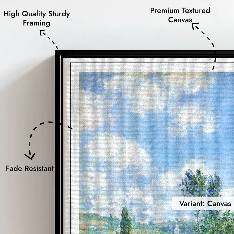 View of Vetheuil Archival Canvas Wall Painting - Black Frame media 7