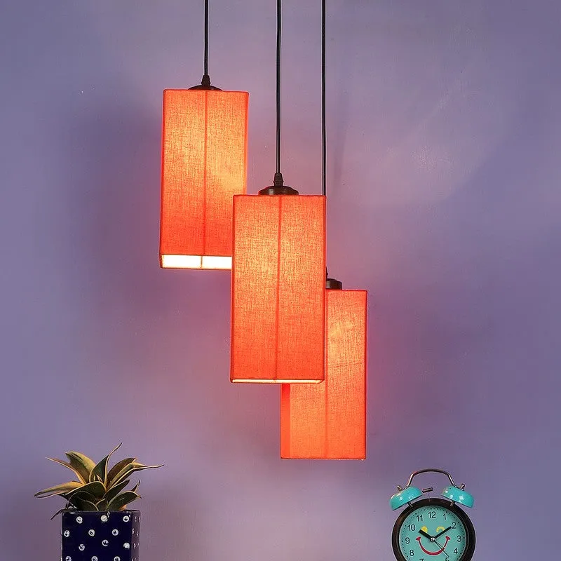 Warm Ivory Triple Metal Ceiling Lamp - Orange media 1