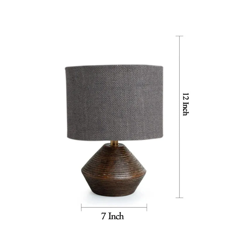 Yami Wooden Table Lamp With Jute Shade - Brown,Grey media 6