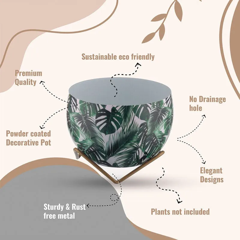 Terra Bloom Metal Planter with Stand - Green,White media 5