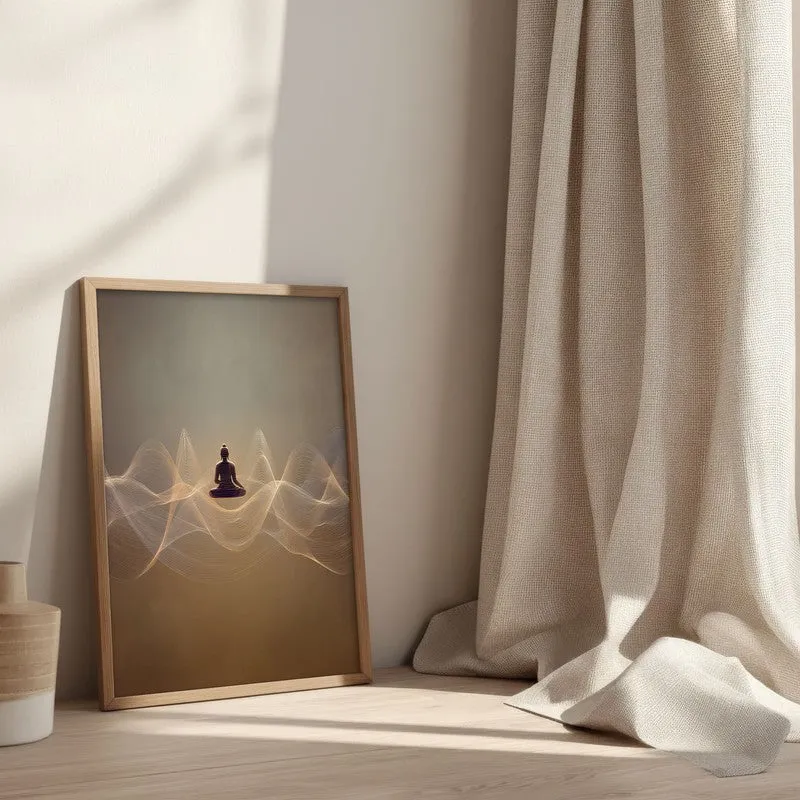 Buddha In Tranquil Harmony II Archival Paper Wall Painting With Brown Frame media 3