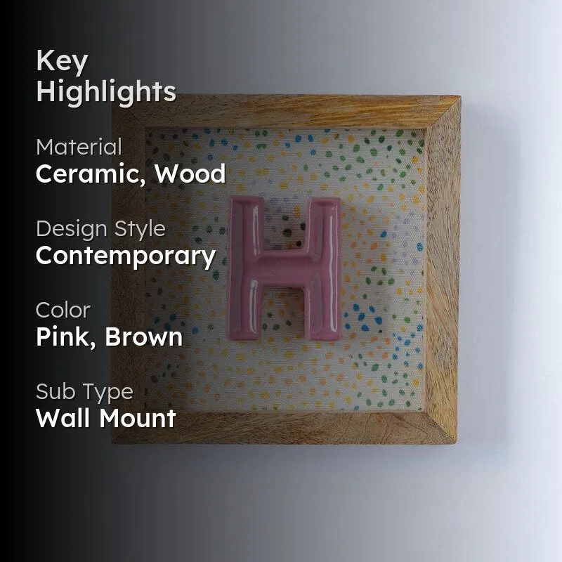 (H) Mini Mottled Mono Ceramic & Wooden Wall Accent - Pink media 2