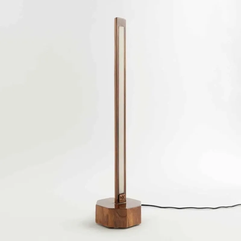 Slim Vertical Rose Wood LED Wooden Floor Lamp media 4