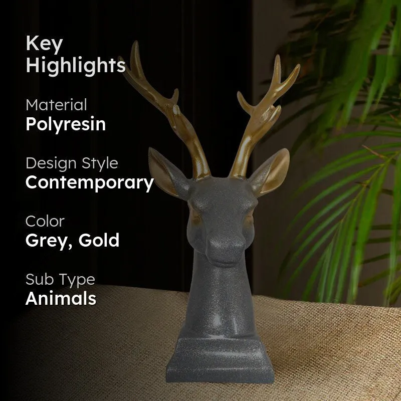 Gilded Stag Painted Polyresin Show Piece - Grey media 2
