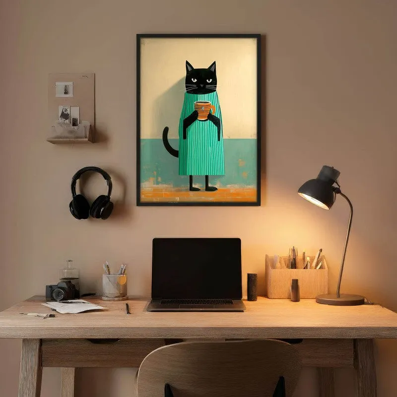Quirky Cat Graphics Wall Painting With Frame media 5