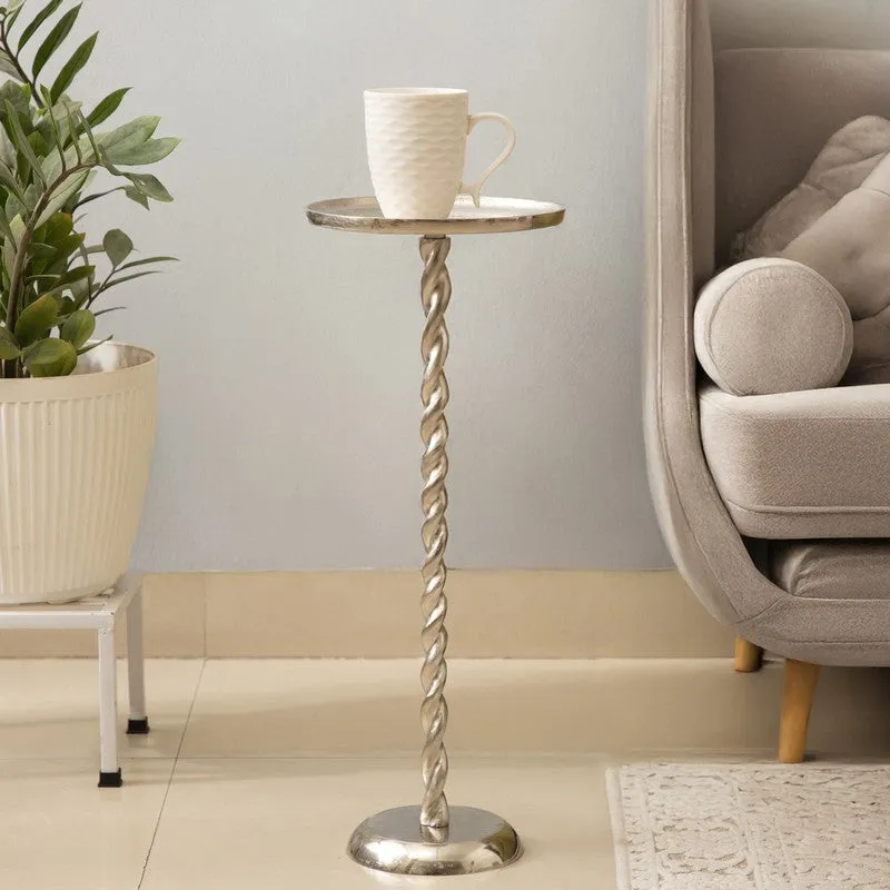 Spiral Base Aluminum Side Table - Silver media 1