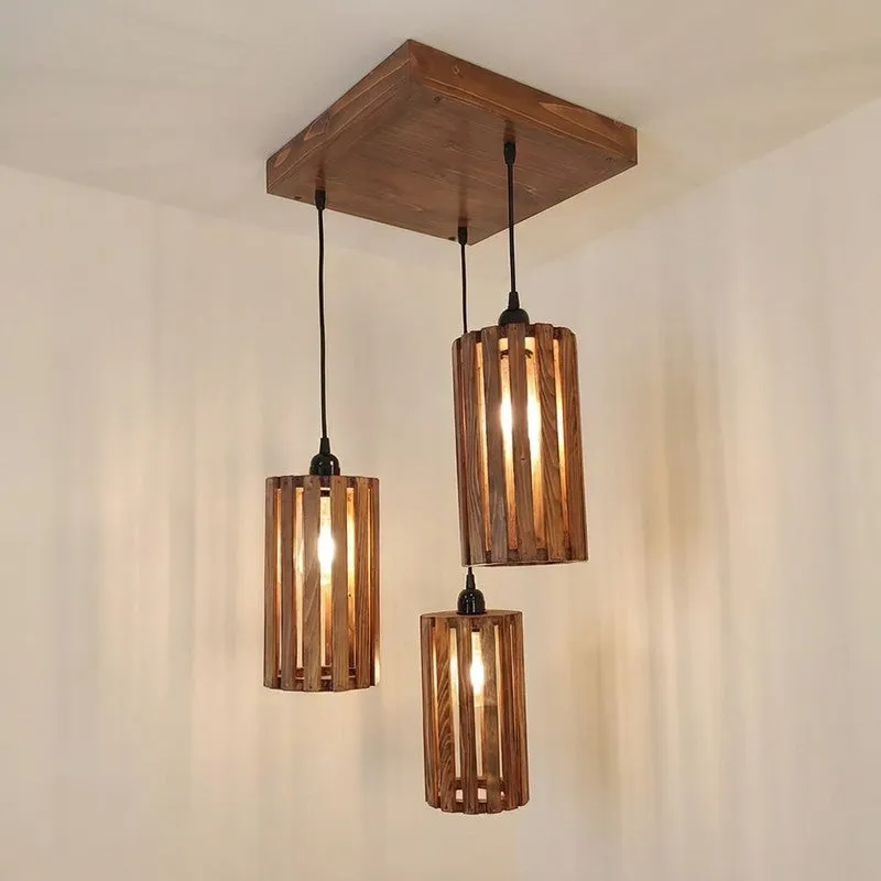 CageAura Illume Wooden Ceiling Lamp - Brown media 6