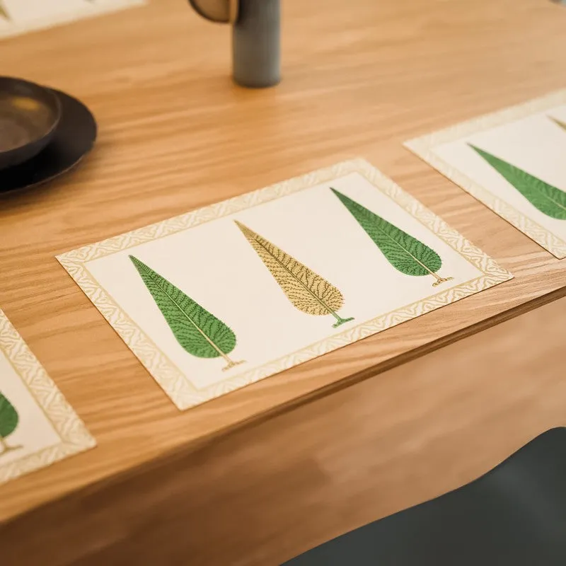 Tropical Leaf Cotton Table Mat (Brown) - Set Of Six media 4