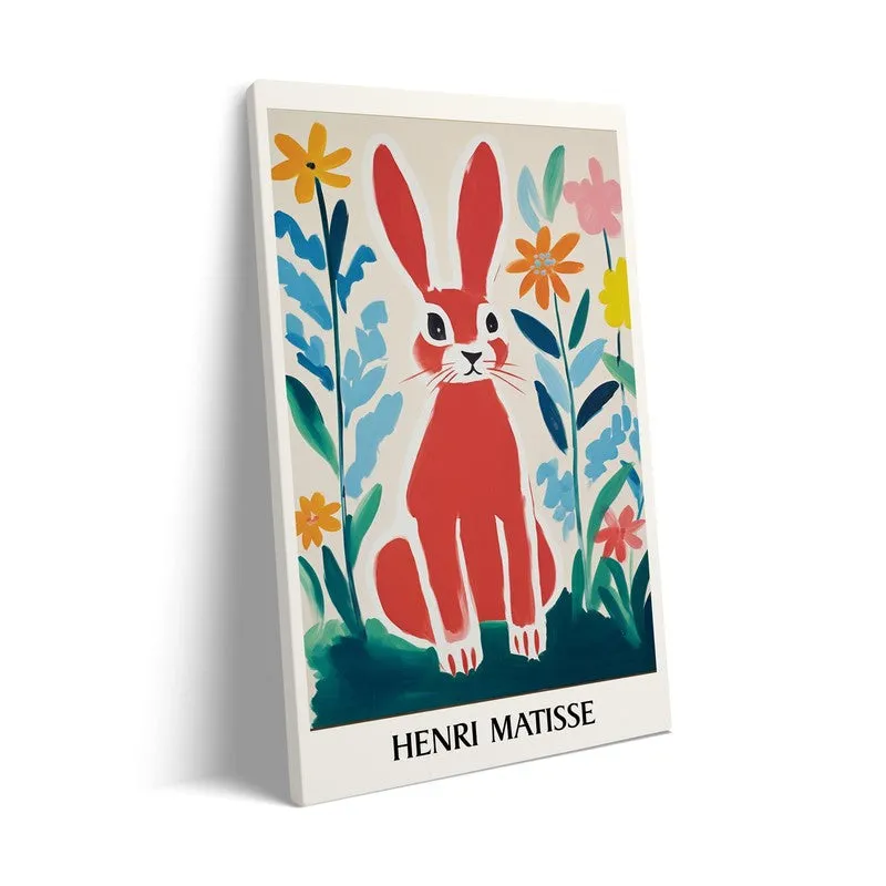 Red Rabbit Inspired by Henri Matisse Archival Canvas Wall Art - Black Frame media 7