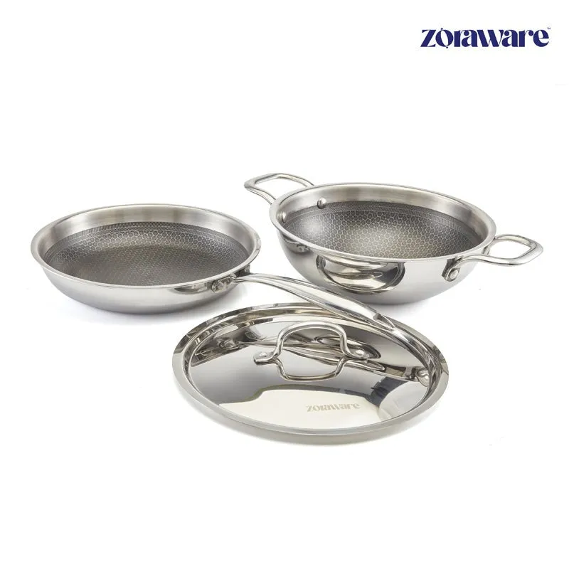 Zoraware Honeycomb Kadhai 2500 ML With Frying Pan (24 CM) media 4