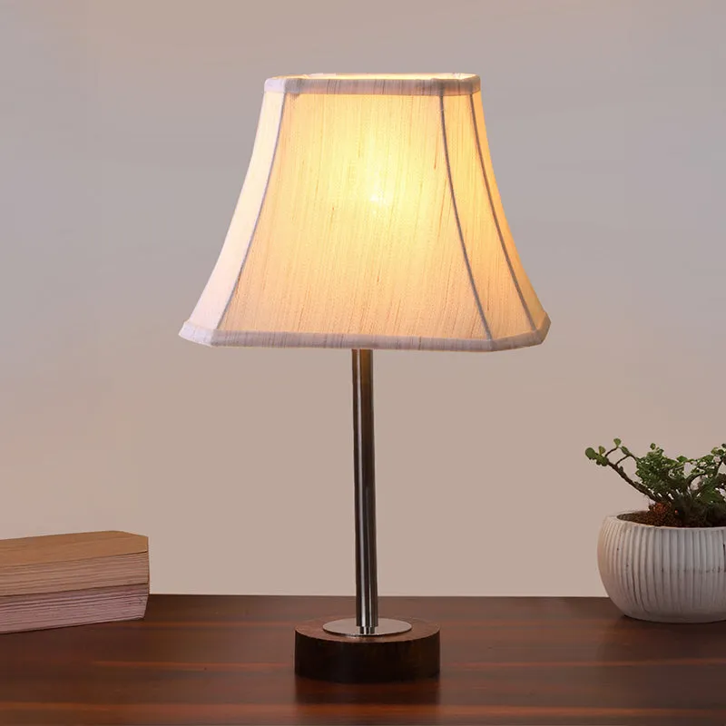 Ceylon Rodin Wooden Table Lamp - OffWhite,Silver,Brown media 2