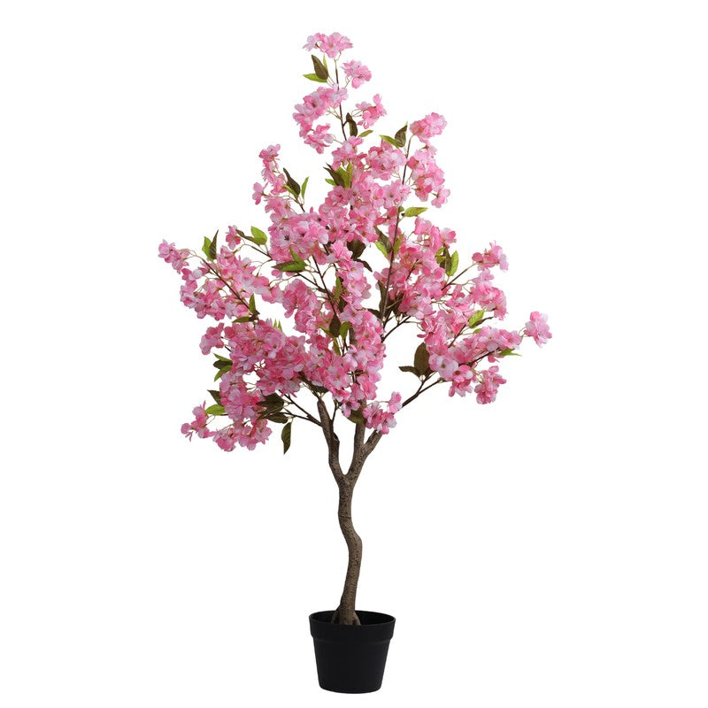 Artificial Cherry Blossom Plant With Black Plastic Pot - 4 ft media 3