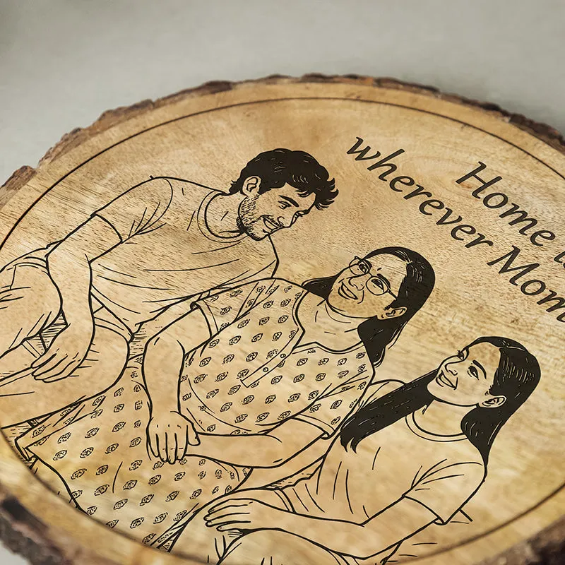 Home Is Mom Wood Showpiece - Round media 4