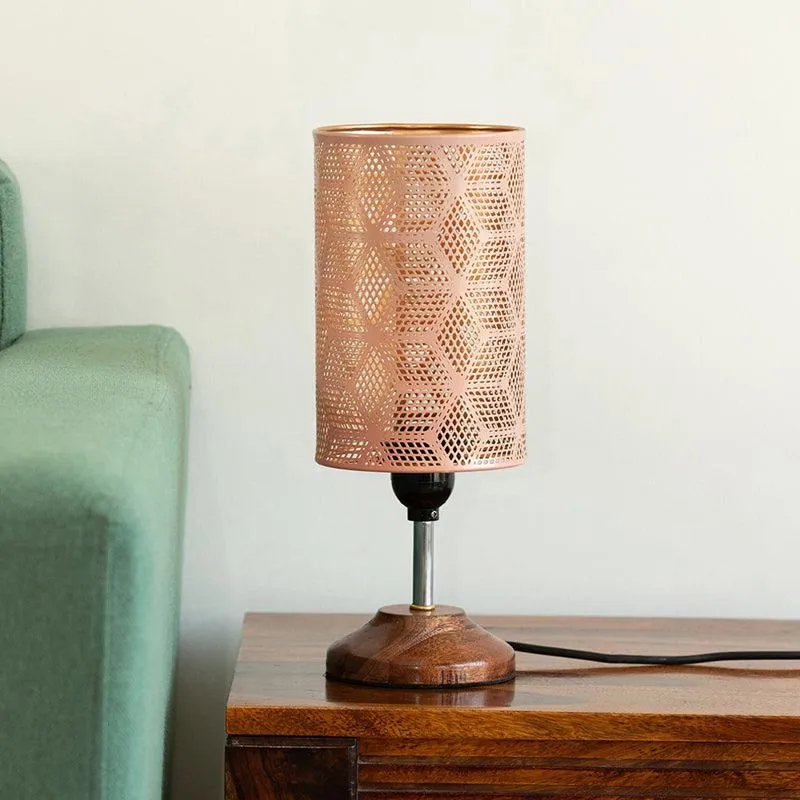 Zorya Handcrafted Iron Table Lamp - Peach,Brown media 2