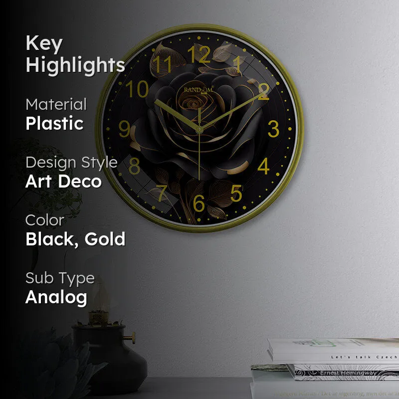Noir Rosa Plastic Analog Wall Clock media 2