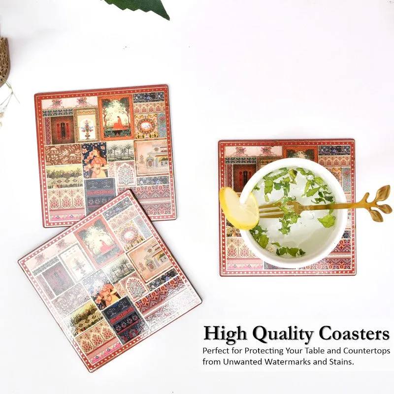 Minimalist White & Grey Coasters with Holder - Seven Piece Set media 3