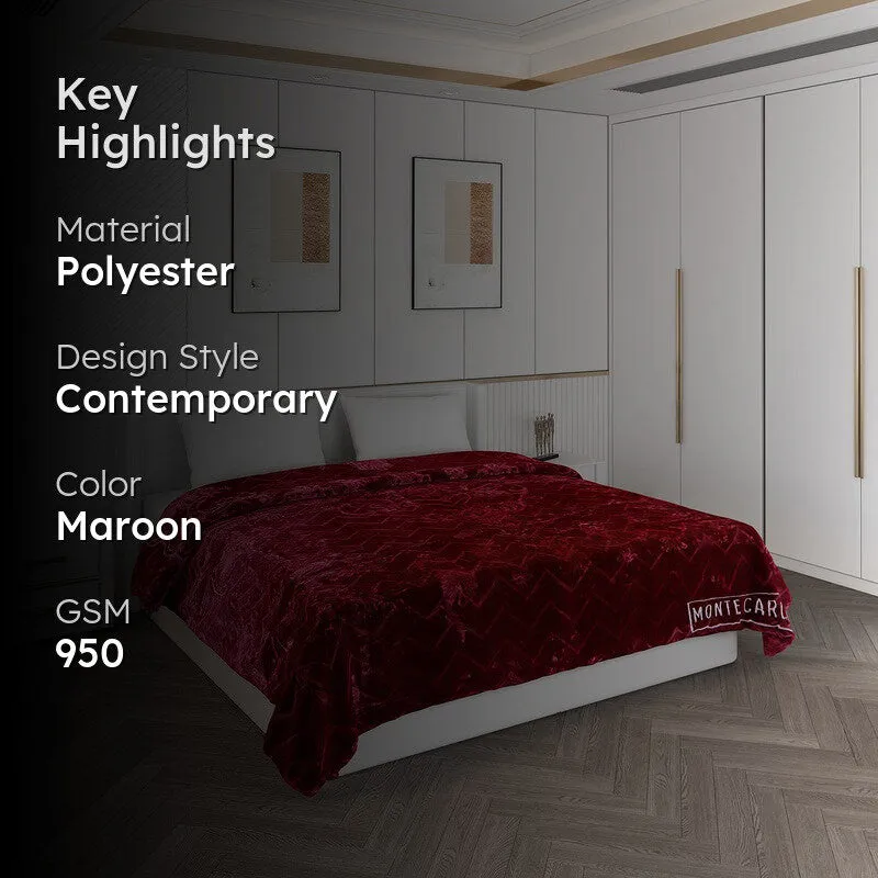 Monte Carlo Autumn Embrace Blanket (Maroon) - 950 GSM media 2