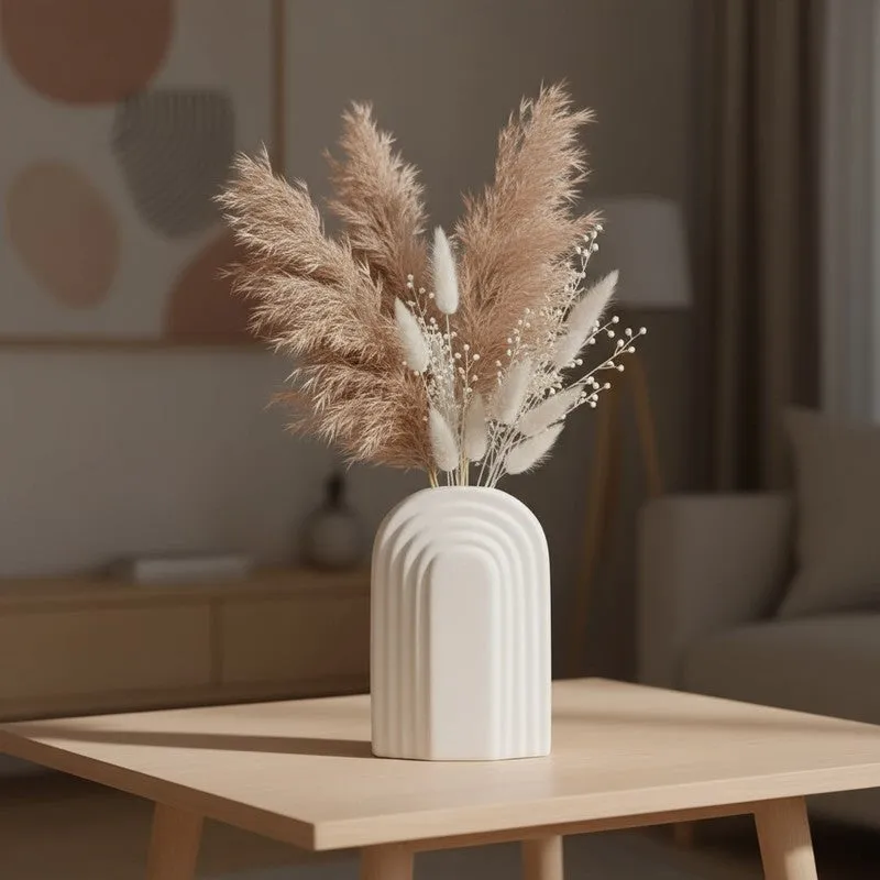 Arch Form Neutral Ceramic Vase - White media 7