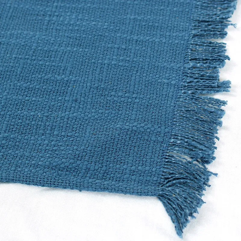 Elegant Blue Cotton Table Runner - Set Of Two media 4