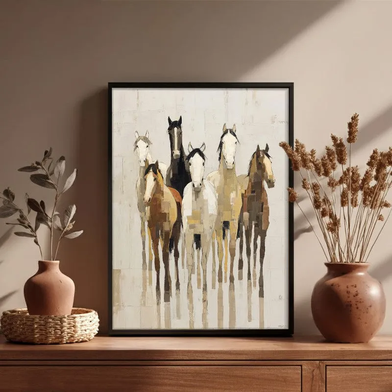 Flowing Horse Wall Painting With Black Frame media 6