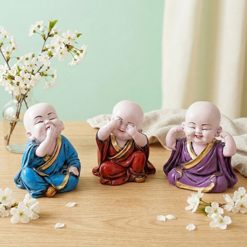 Zenaya Budhha Resin Showpiece - Set of Three