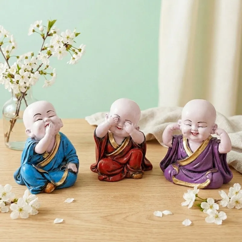 Zenaya Budhha Resin Showpiece - Set of Three media 1
