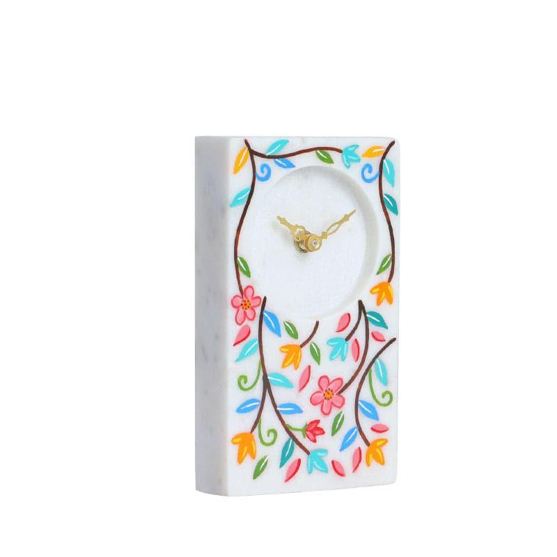 Flora Fall Hand Painted Marble Table Clock media 5