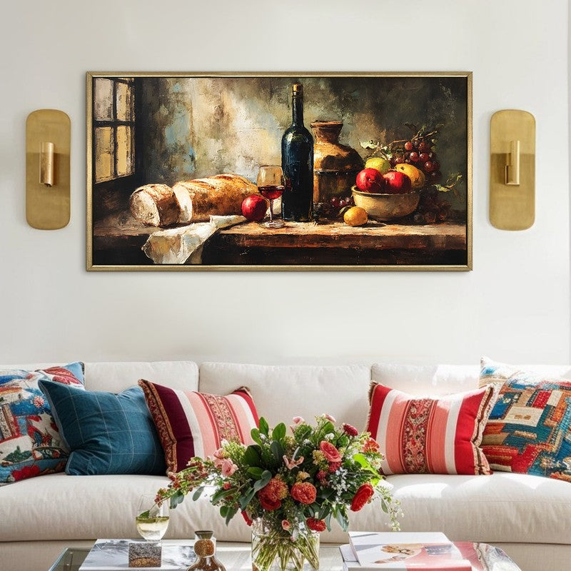 Rustic Platter Canvas Wall Painting With Frame