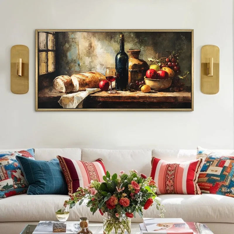 Rustic Platter Canvas Wall Painting With Frame media 1