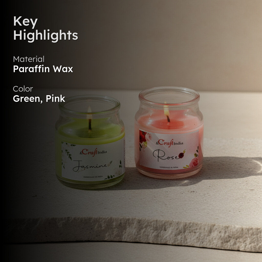 Jasmine & Rose Scented Jar Candle - Set Of Two media 2
