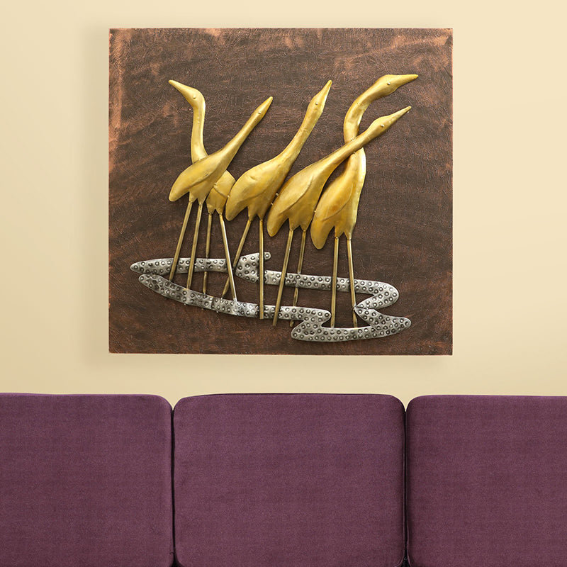 Storks Of Light Metal Bird Wall Accent