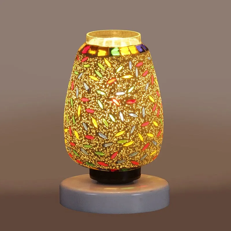 Glanex Glass Table Lamp With Wooden Base - Multicolor media 7