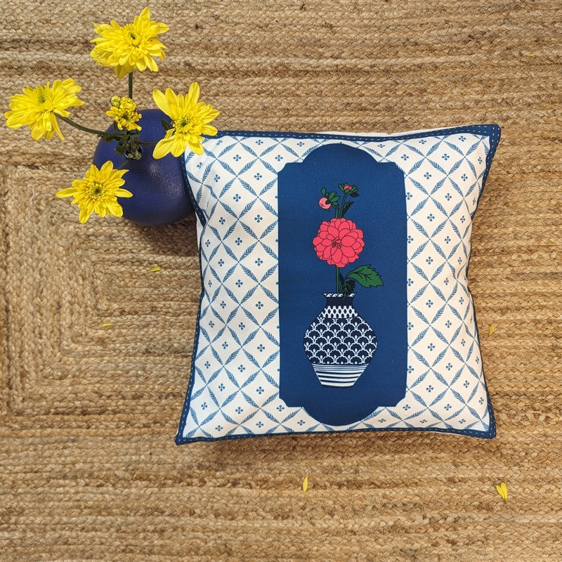Indigo Pottery Cushion Cover - Dark Blue