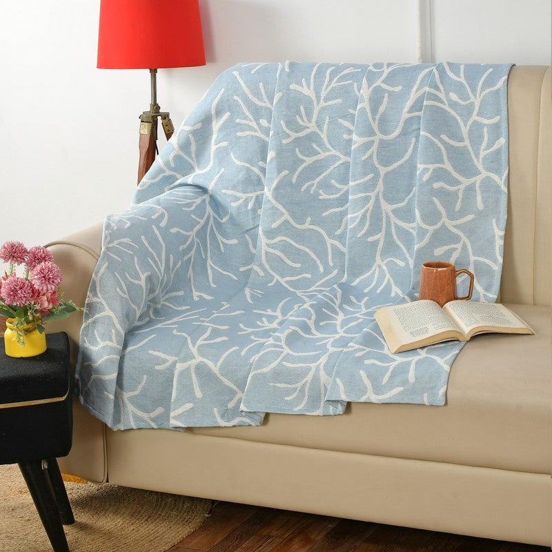 Bluvera Abstract Cotton Throws - Blue