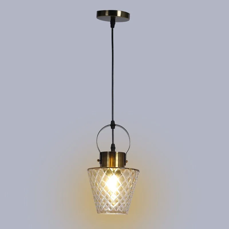 Antiqued Hoop Glass Ceiling Lamp - Gold media 6