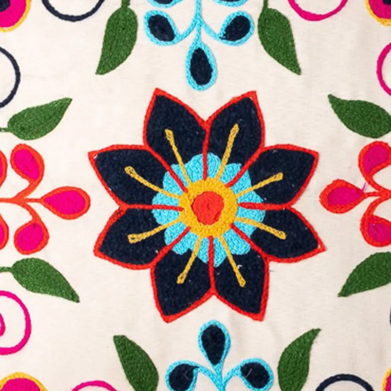 Flora Rangoli Embroidered Cushion Cover media 4