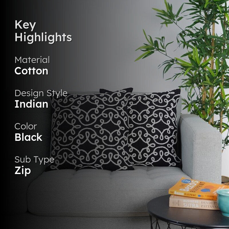 Black Moroccan Cushion Cover - Set Of Two media 2