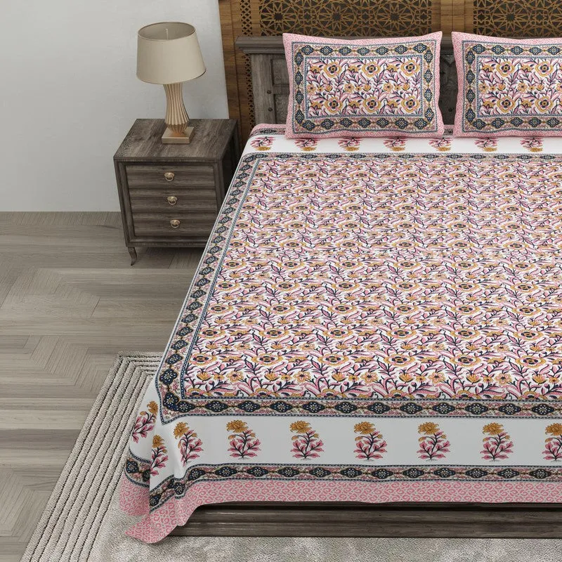 Gardenel Cotton Bedsheet (Pink,White) - 240 TC media 3