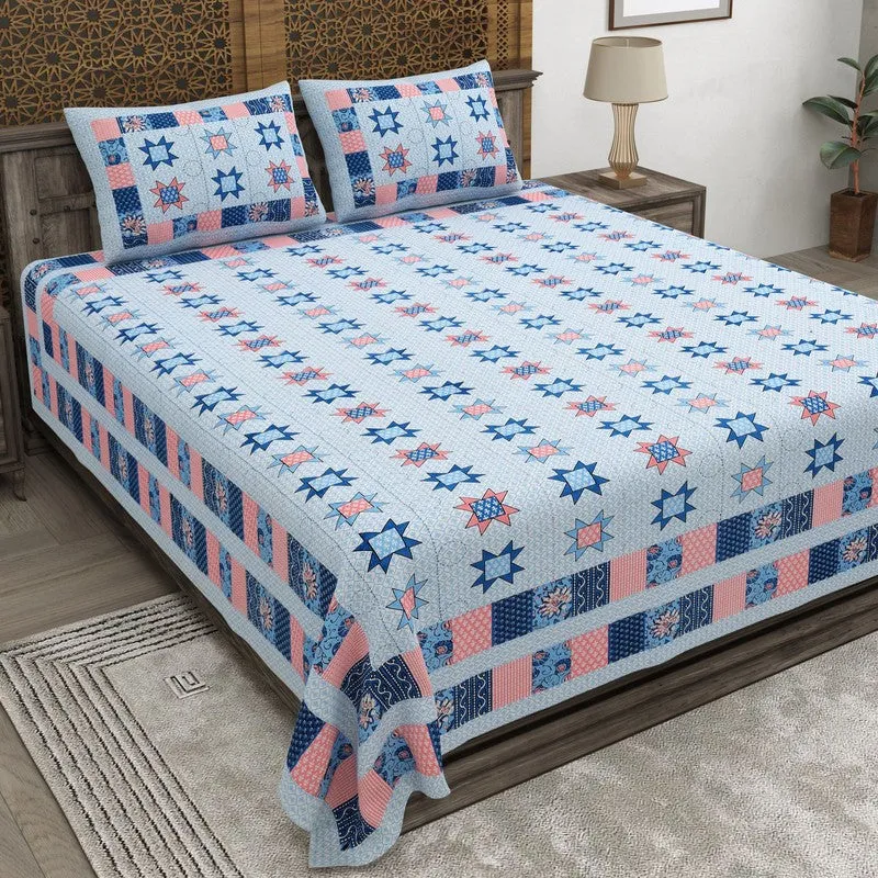 Weaveo Cotton Bedsheet (Blue) - 240 TC media 1