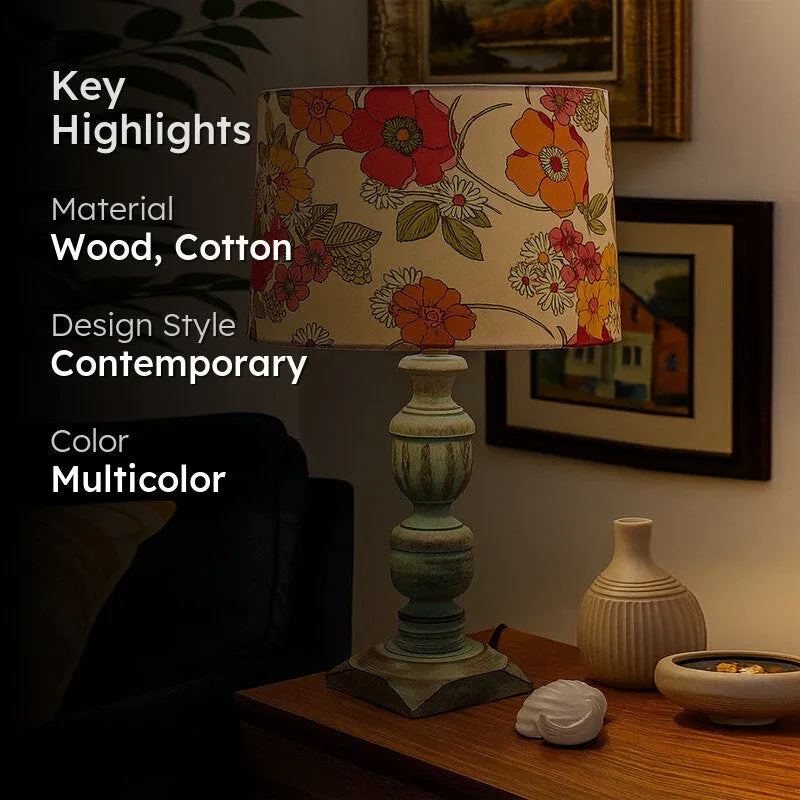 PetalDrape Wooden Table Lamp media 2